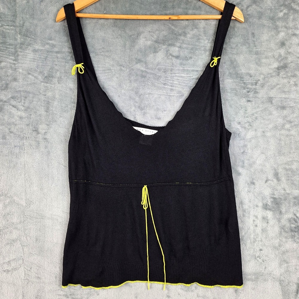 Vtg Womens Top XL Cashmere Babydoll Y2K Cami Coquette Fairy Grunge Tie Front